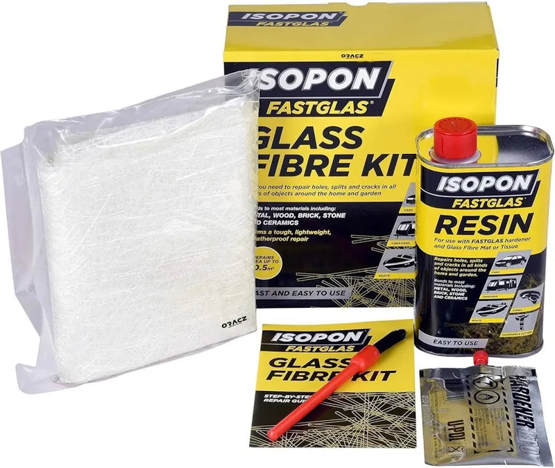 Isopon Fastglas Glass Fibre Repair Large Kit | Fiberglass Repair Kit for Holes, Cracks & Splits | Strong, Lightweight & Weatherproof Repair