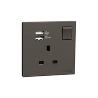 Schneider Electric AvatarOn C Switched Socket with 2.1A Two Port USB